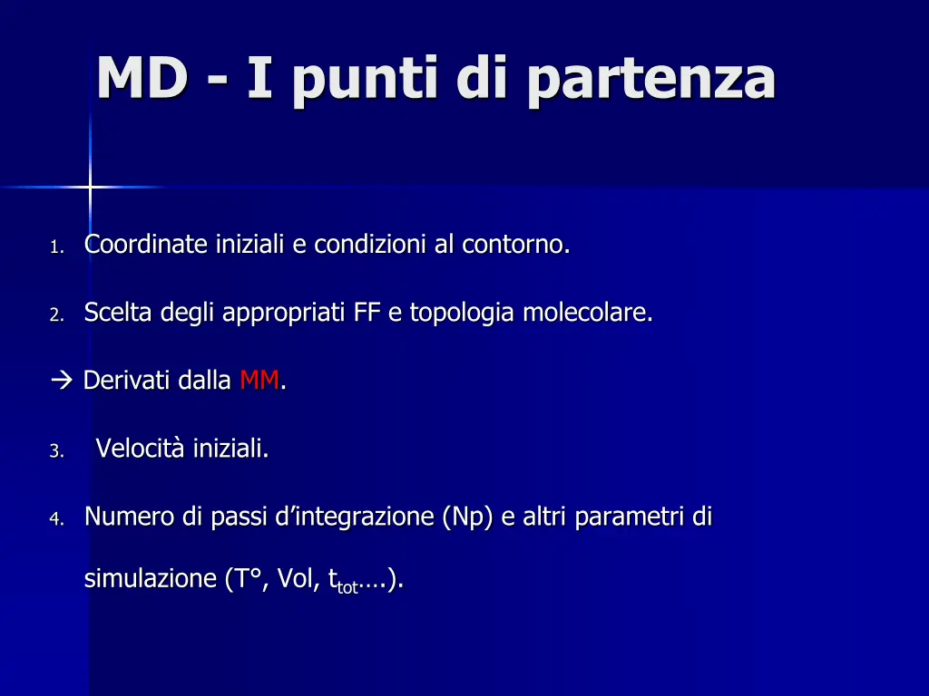 md i punti di partenza
