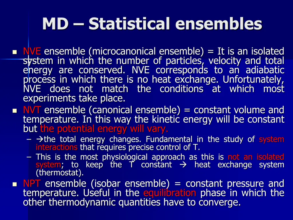 md statistical ensembles