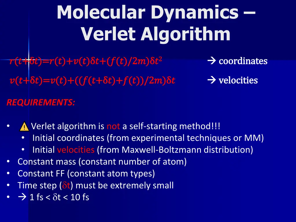 molecular dynamics verlet algorithm 1