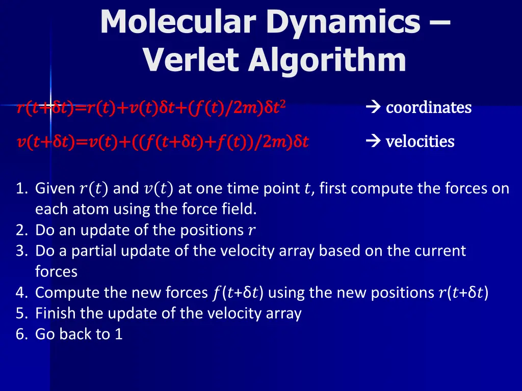 molecular dynamics verlet algorithm