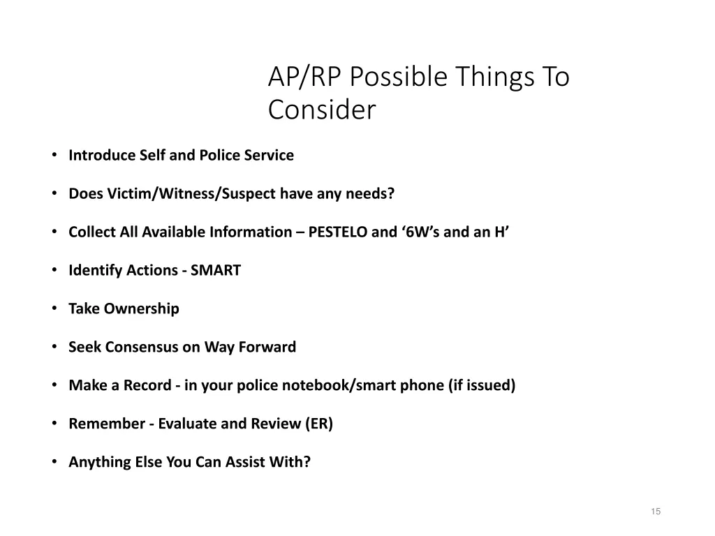 ap rp possible things to consider