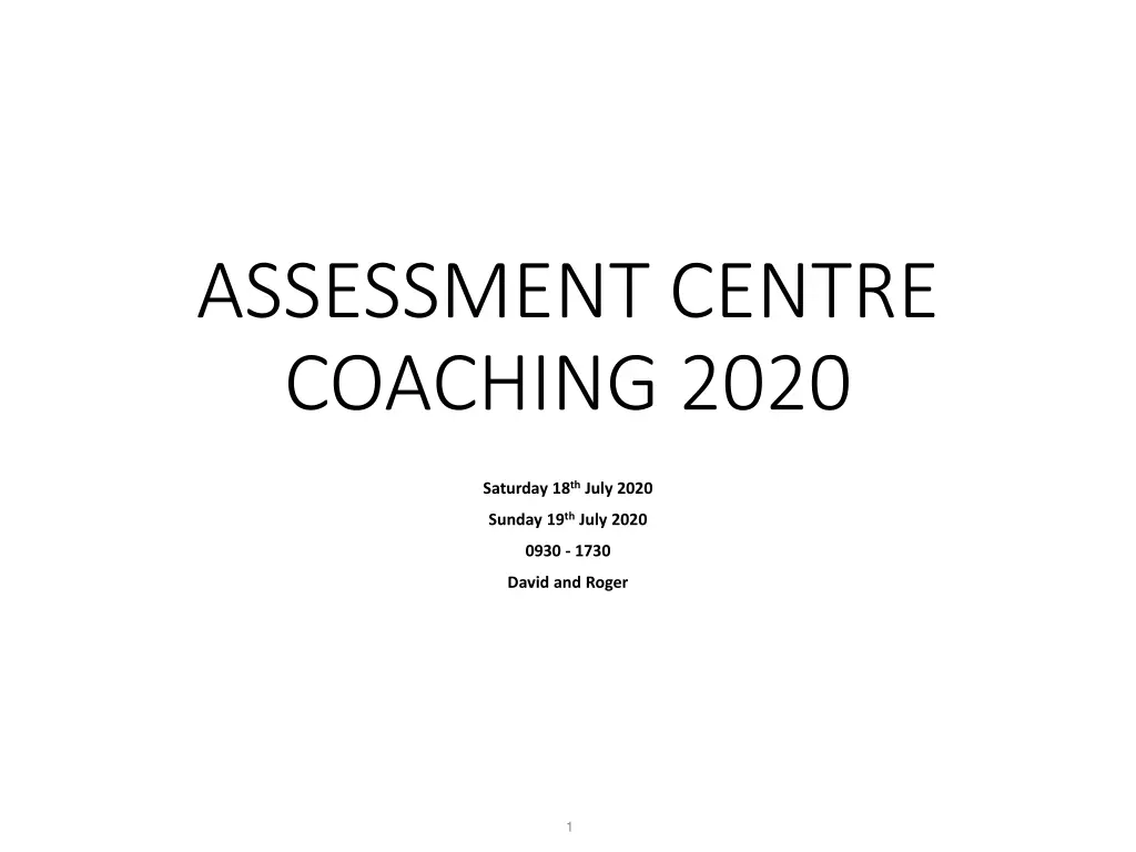 assessment centre coaching 2020