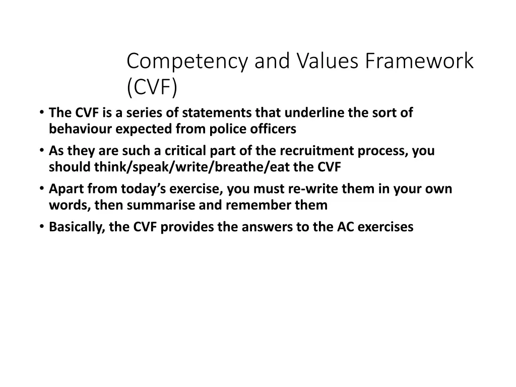 competency and values framework