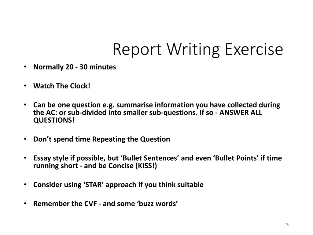 report writing exercise