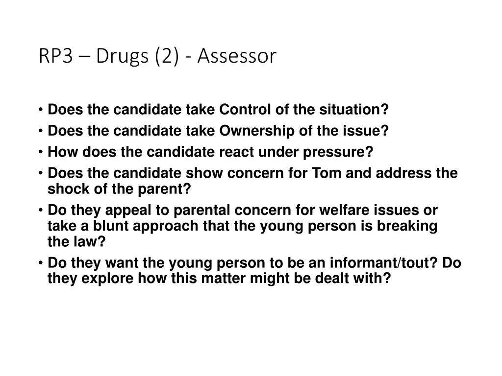 rp3 drugs 2 assessor