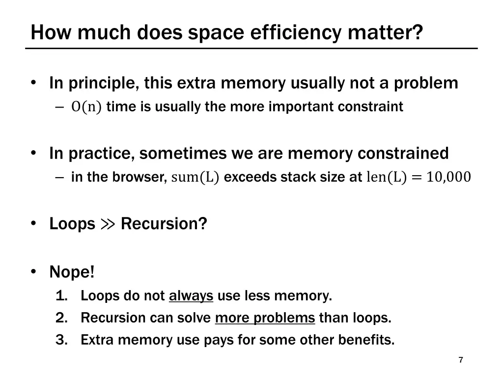 how much does space efficiency matter