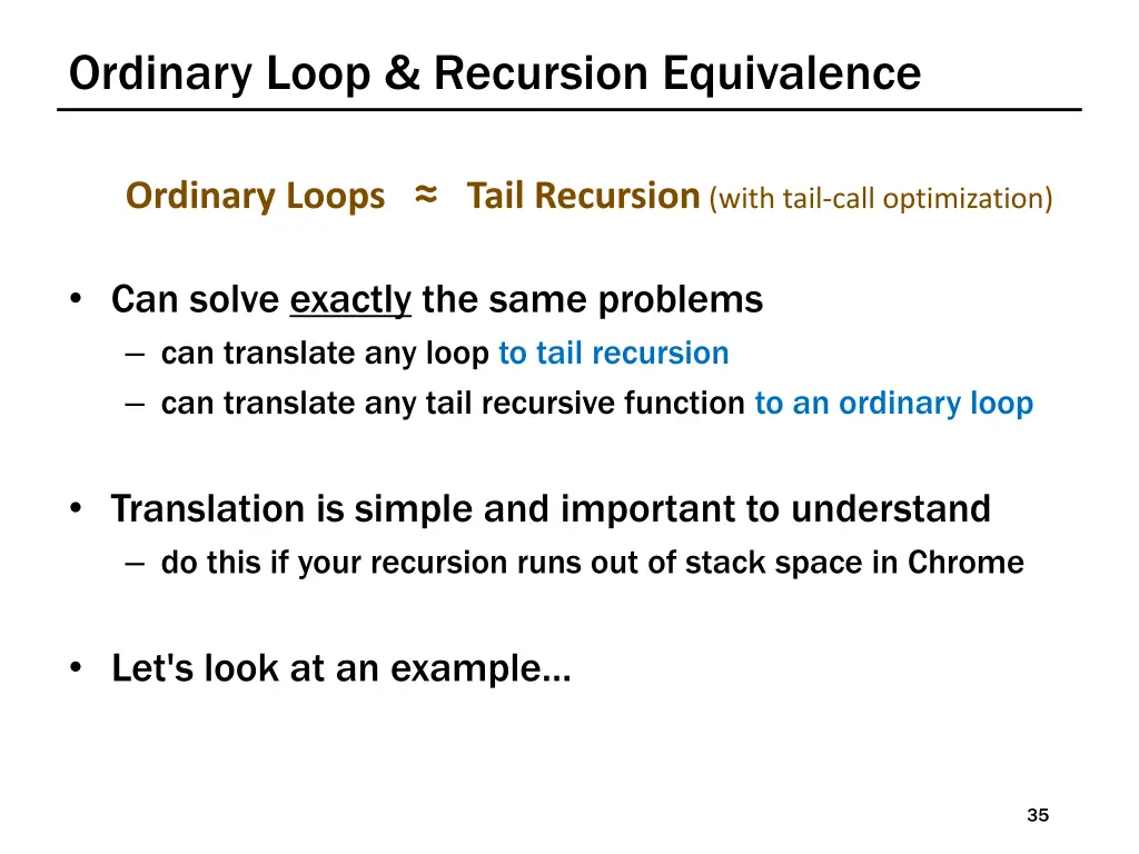 ordinary loop recursion equivalence