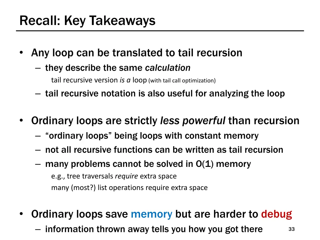 recall key takeaways