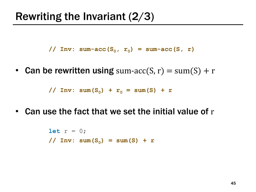 rewriting the invariant 2 3