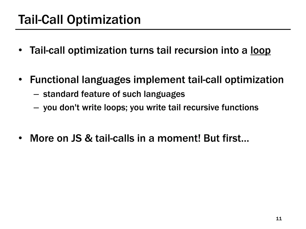 tail call optimization