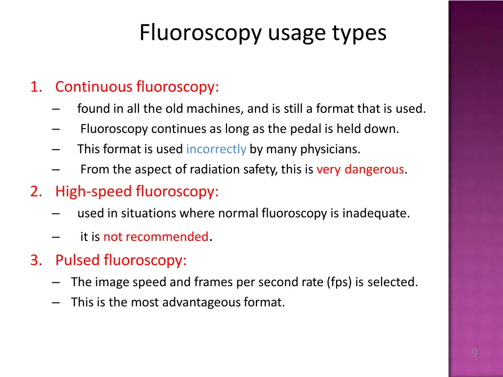 fluoroscopy usage types