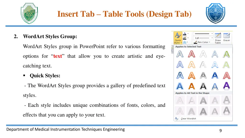 insert tab table tools design tab 3