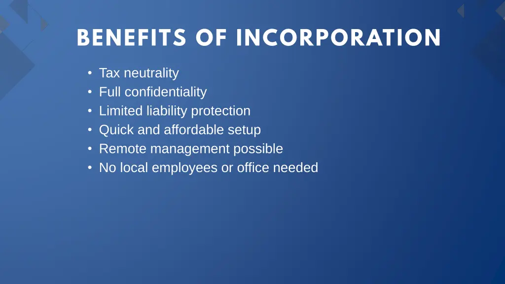 benefits of incorporation