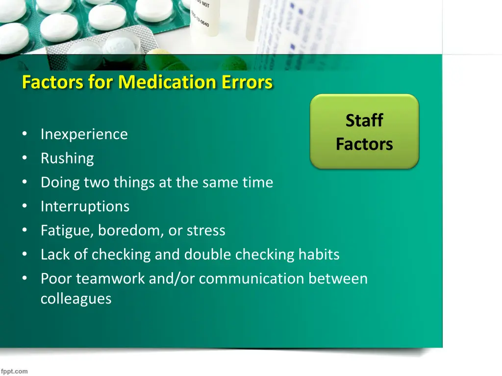 factors for medication errors