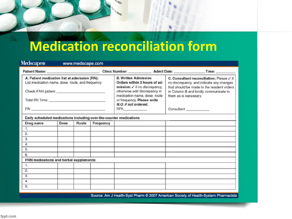 medication reconciliation form