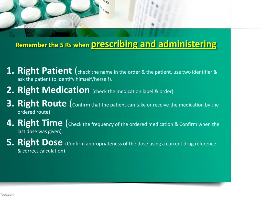 remember the 5 rs when prescribing