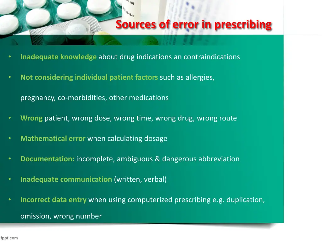 sources of error in prescribing
