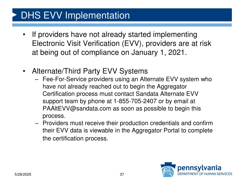 dhs evv implementation