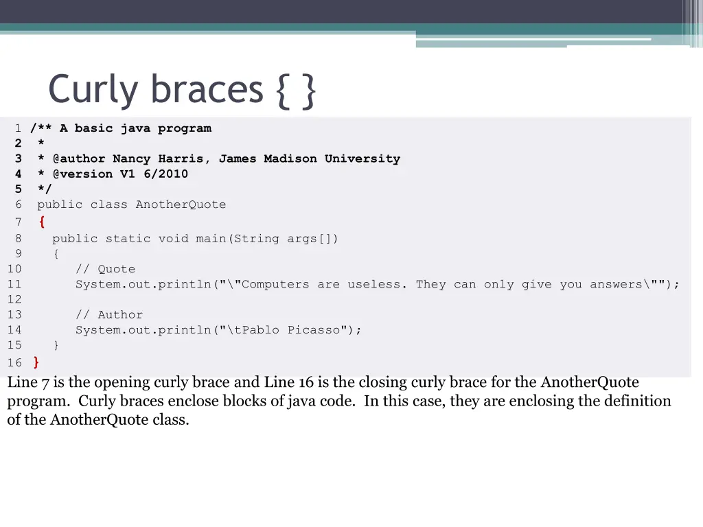 curly braces
