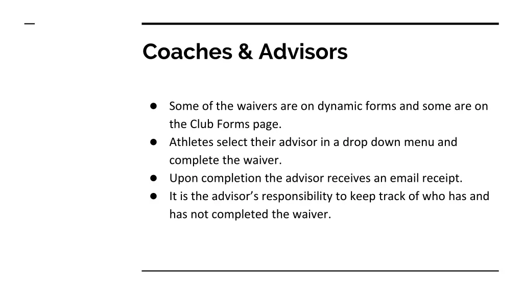 coaches advisors