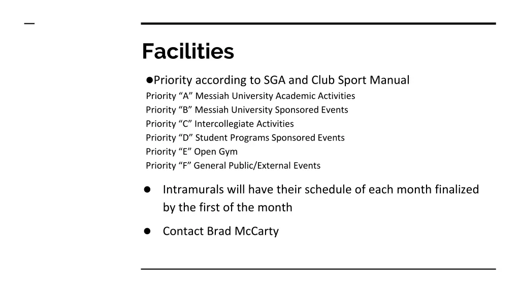 facilities