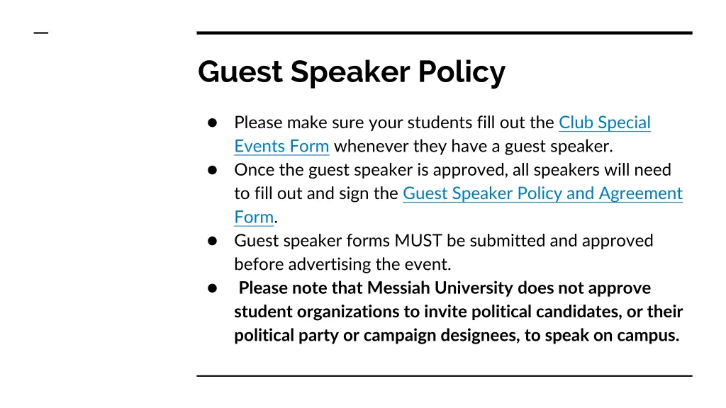 guest speaker policy