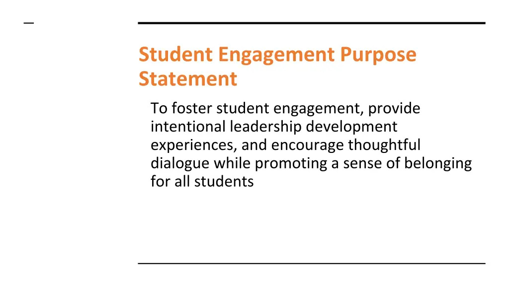 student engagement purpose statement