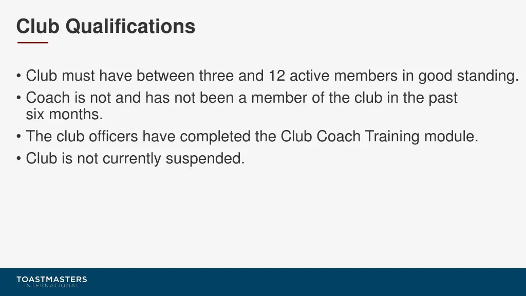 club qualifications