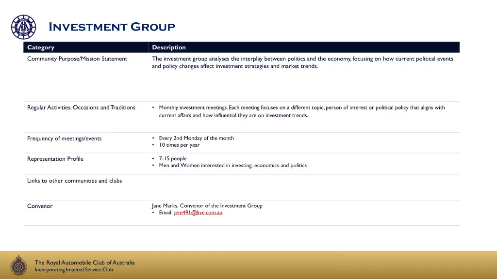 investment group