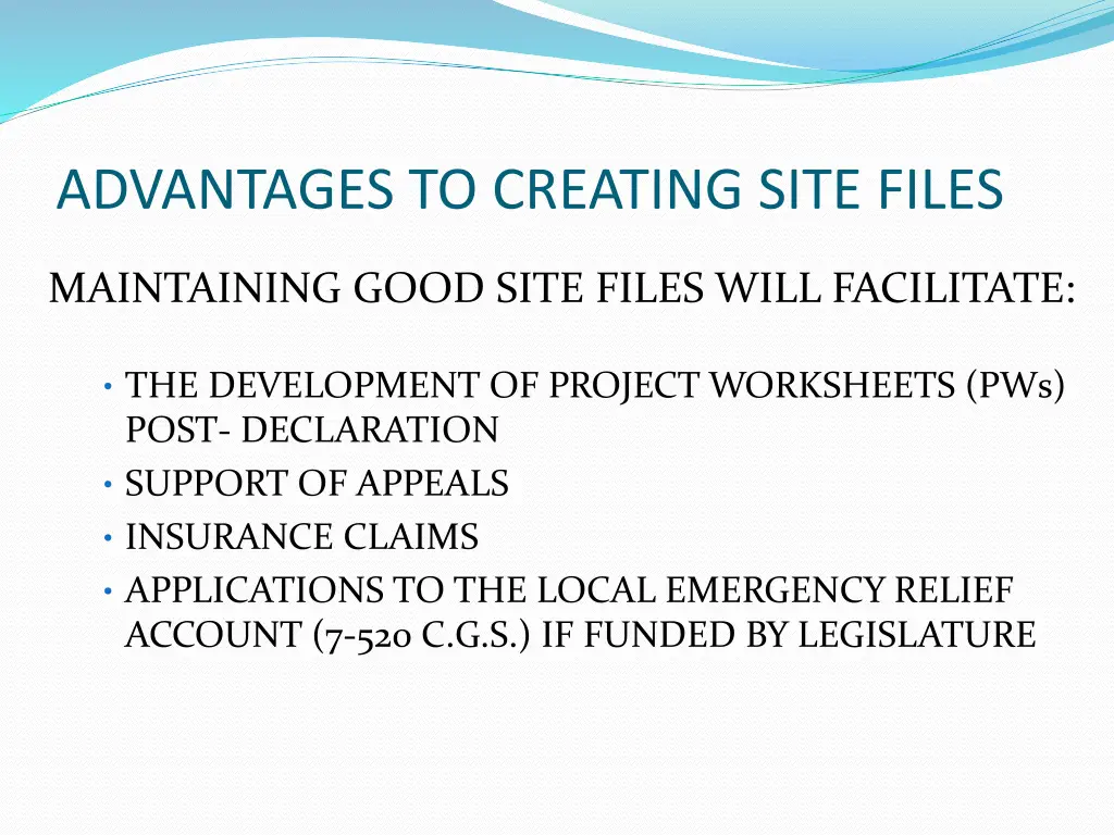 advantages to creating site files