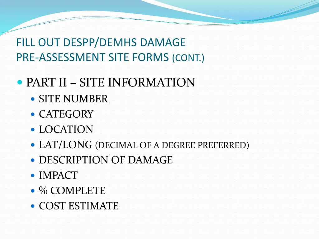 fill out despp demhs damage pre assessment site 1