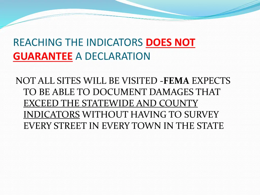 reaching the indicators does not guarantee