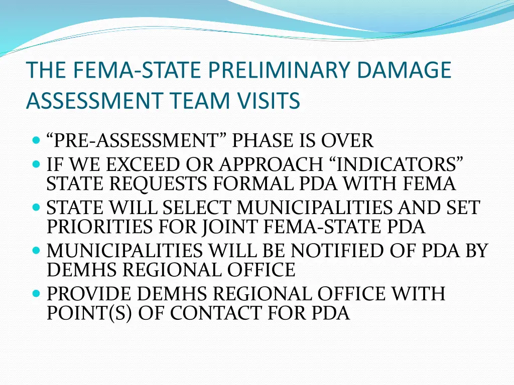 the fema state preliminary damage assessment team