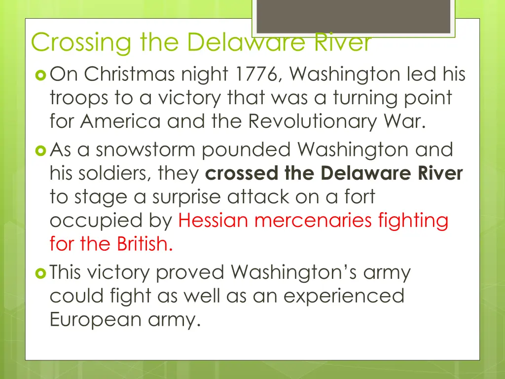 crossing the delaware river on christmas night