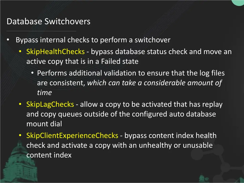database switchovers