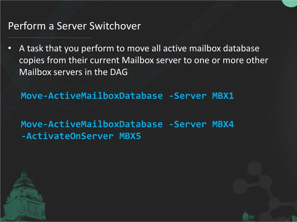 perform a server switchover