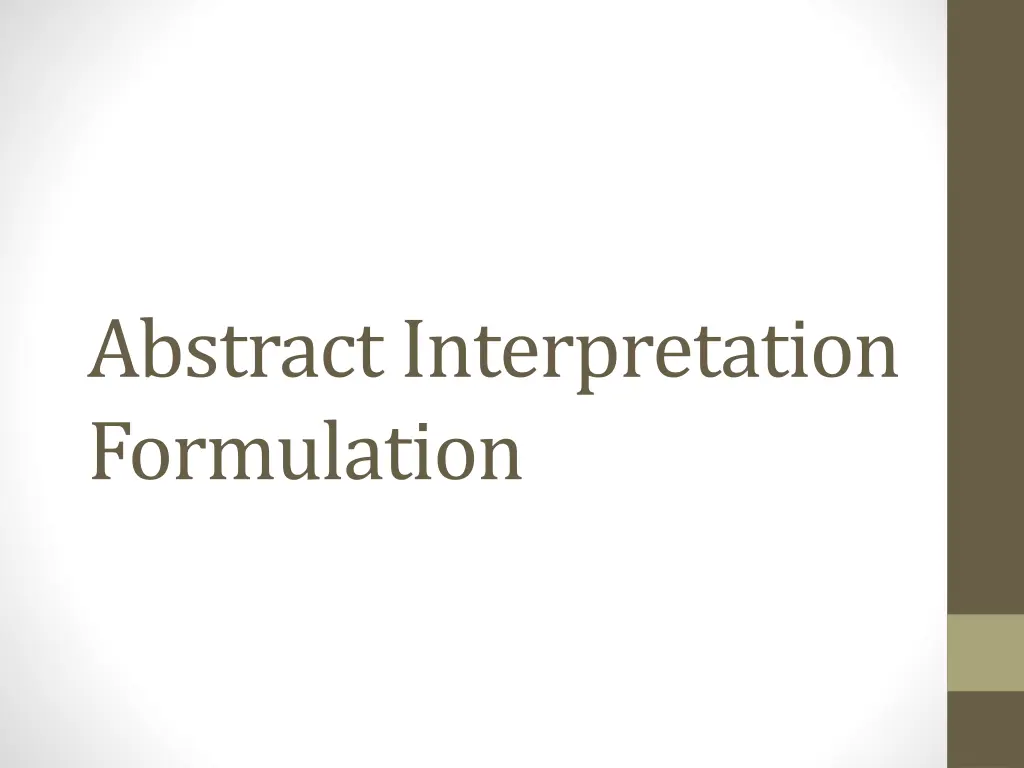 abstract interpretation formulation