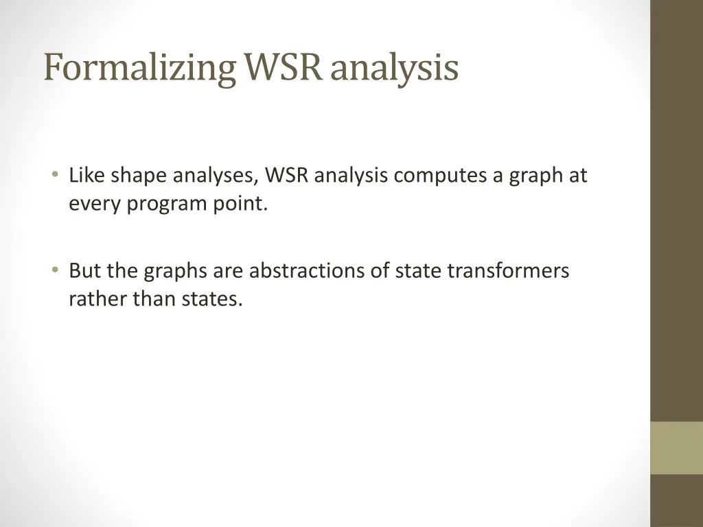 formalizing wsr analysis