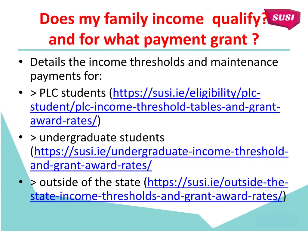 does my family income qualify and for what