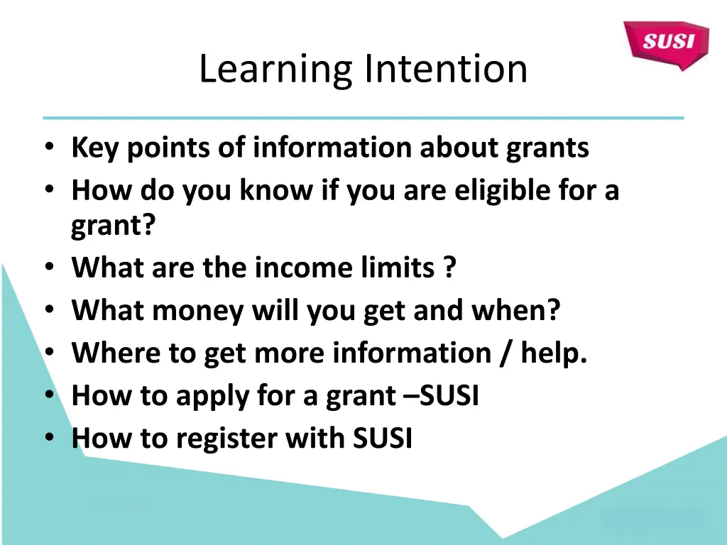 learning intention