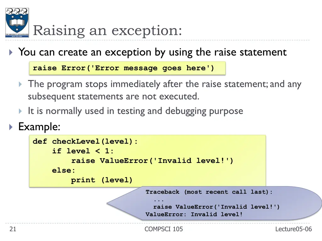 raising an exception