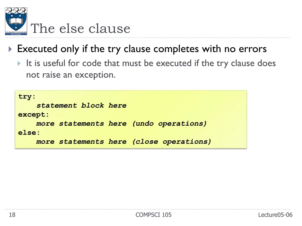 the else clause
