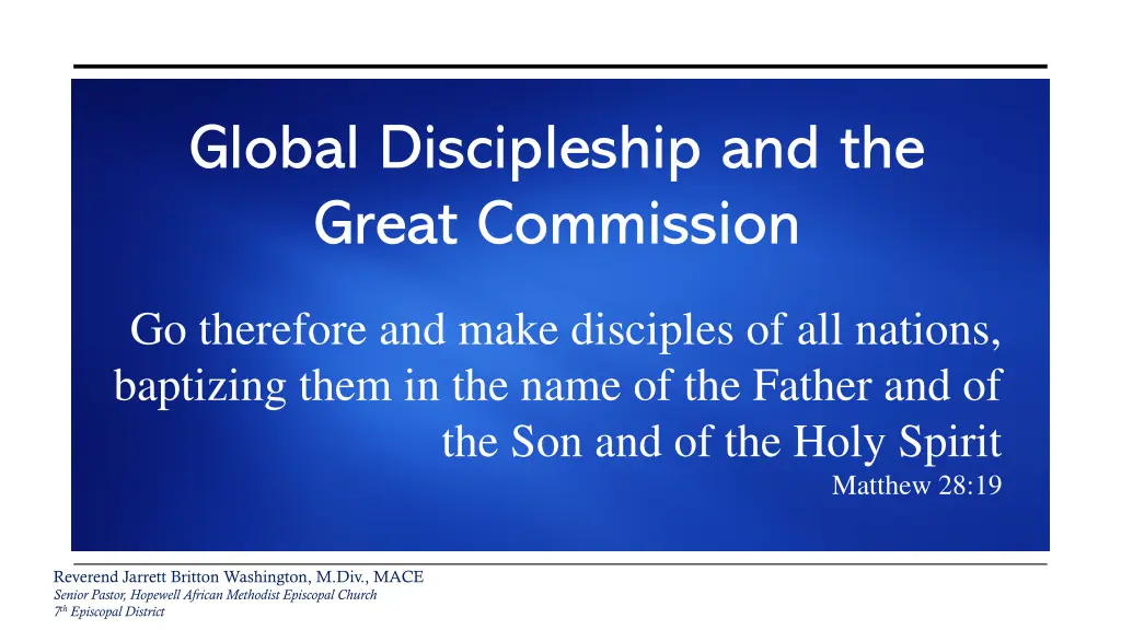 global discipleship and the great commission