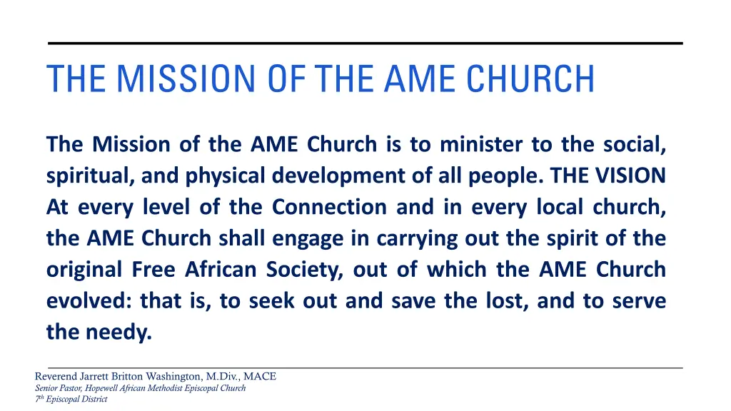 the mission of the ame church
