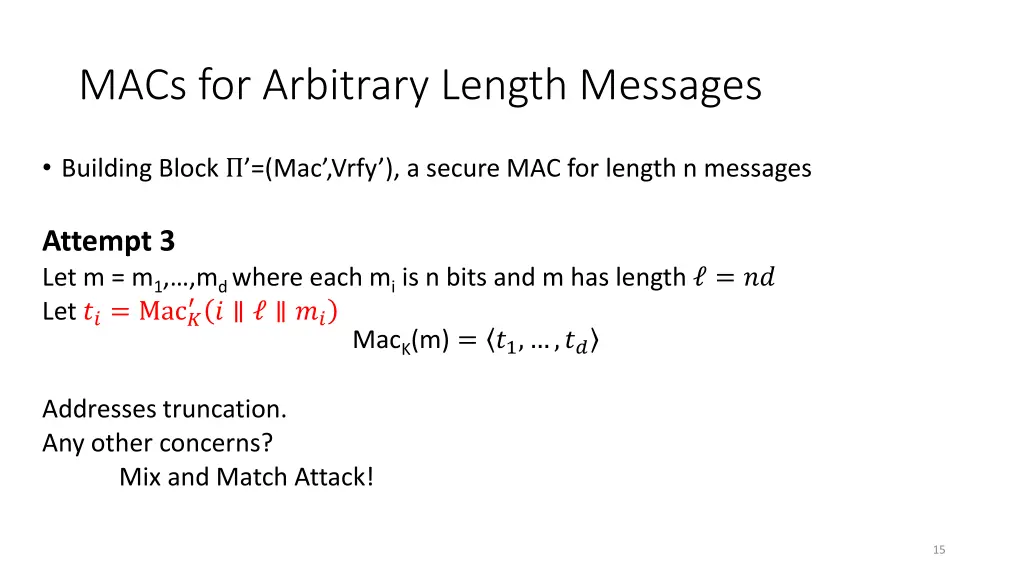macs for arbitrary length messages 2