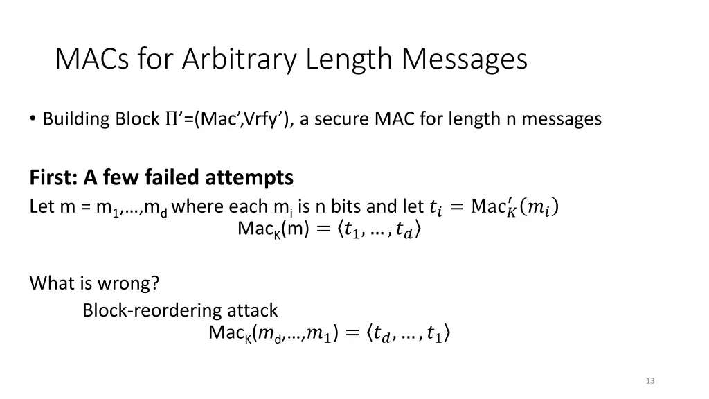 macs for arbitrary length messages
