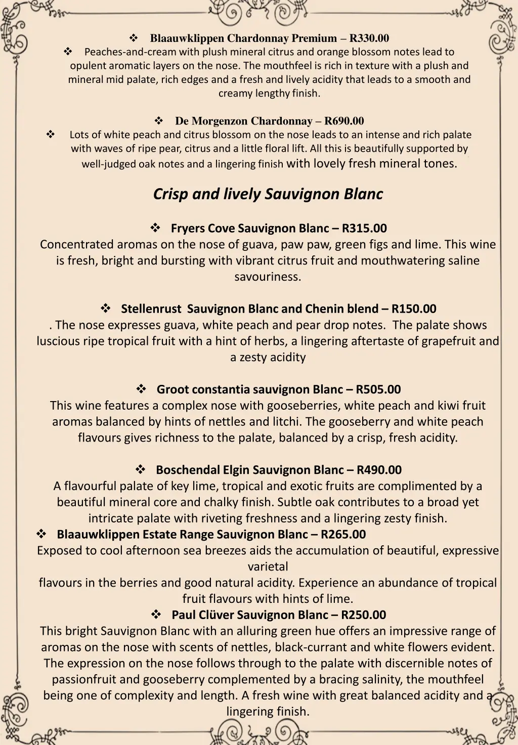 blaauwklippen chardonnay premium r330 00 peaches