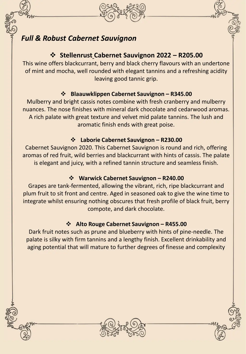 full robust cabernet sauvignon