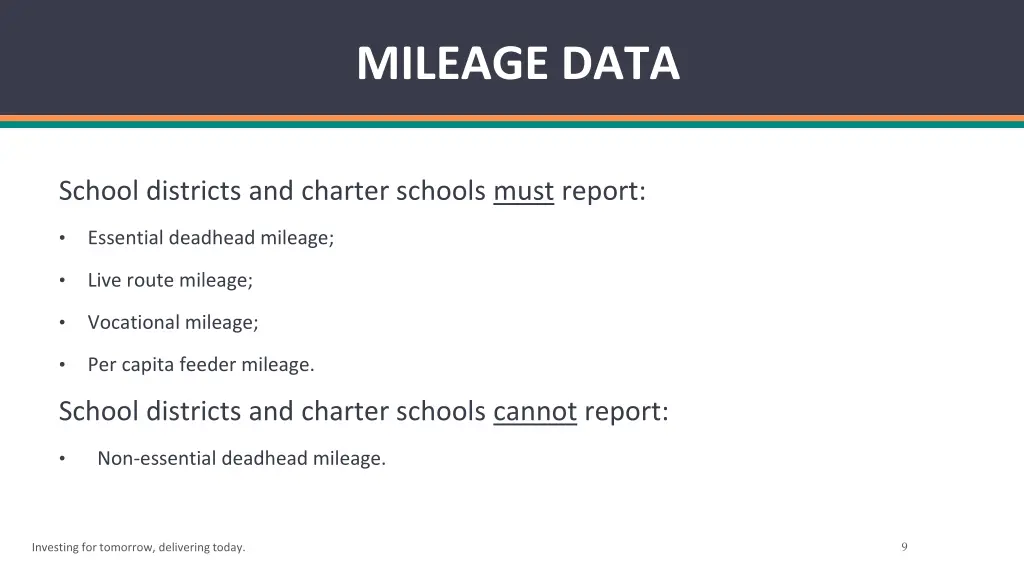 mileage data 1