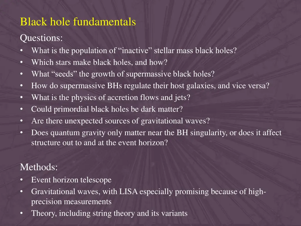 black hole fundamentals questions what